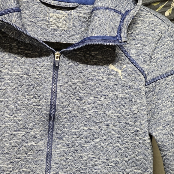 Puma Quilted Light Blue Hooded Jacket size XS - Picture 2 of 7